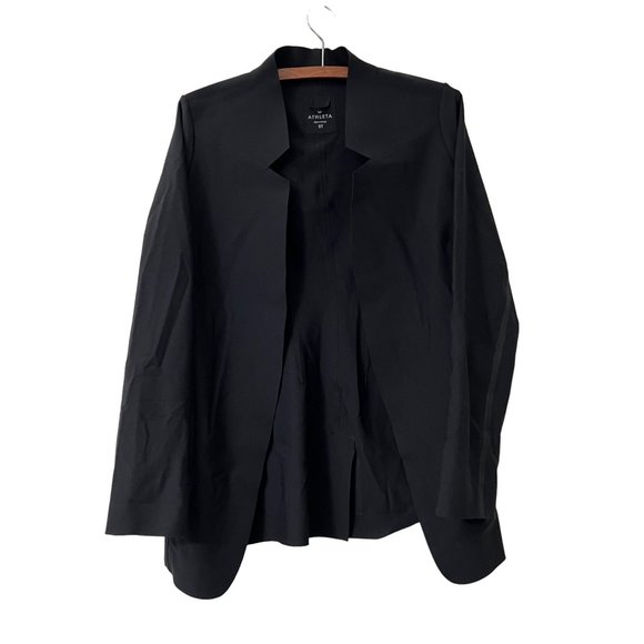 Athleta Black Stellar Open Blazer Travel Modern Minimal Size Small Tall - Picture 3 of 8